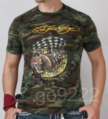 NWT-Authentic Men’s Ed hardy Bulldog Camo-kaki Slim S/S T-shirts Tee Size S