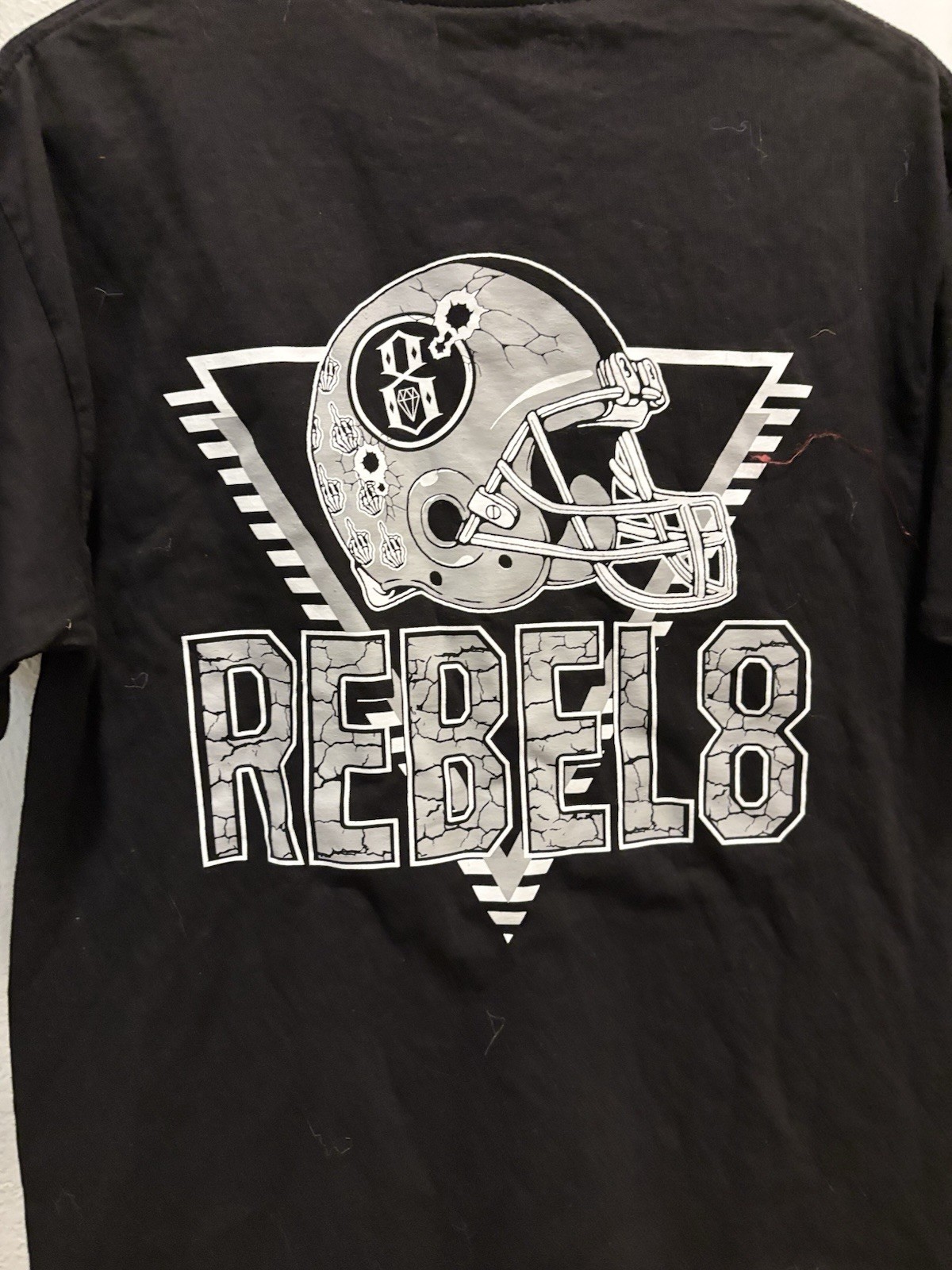 Rebel 8 eight Skull Helmet Double Sided Vintage 2003 Tshirt Med gallery