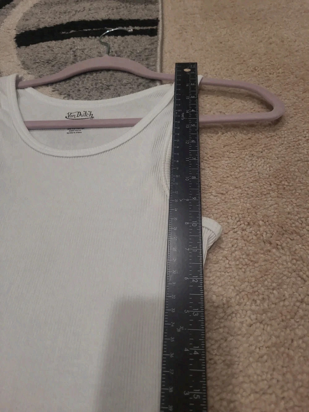 Von Dutch Originals Medium Mens Ribbed White Tank Slim Fit Scoop Neck gallery