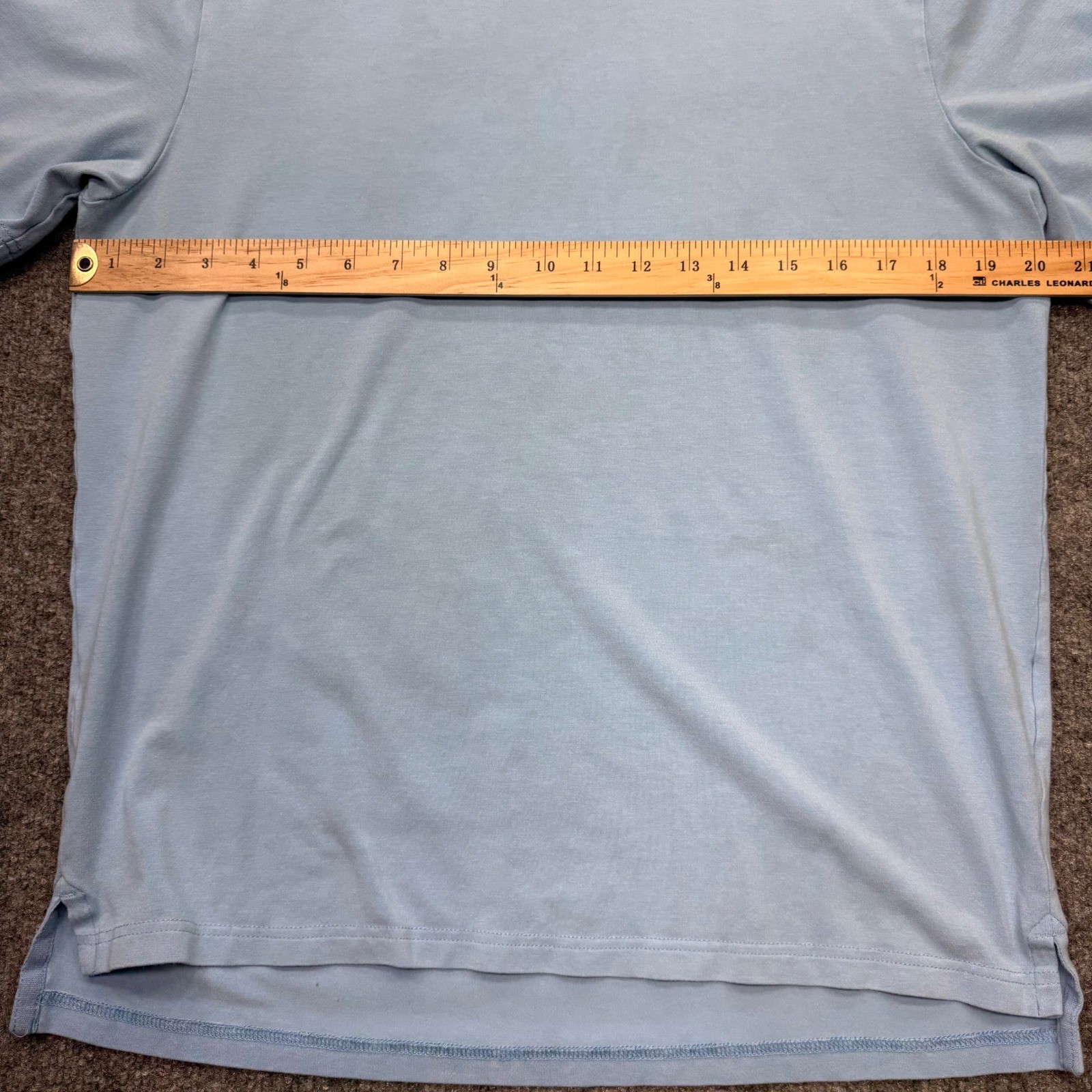 johnnie-O Mens Light Blue Short Sleeve Mock Neck Striped Collar Shirt Size M gallery