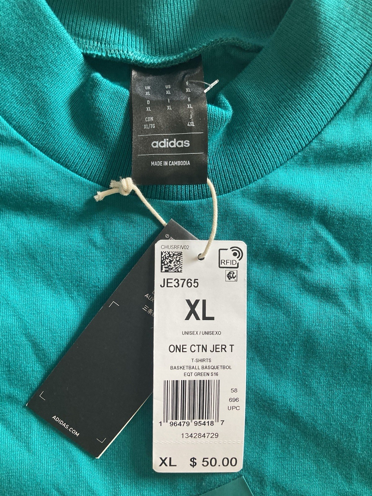NEW Men’s Adidas Basketball Heavyweight High Neck TShirt Sz XL Teal Blue/Green gallery