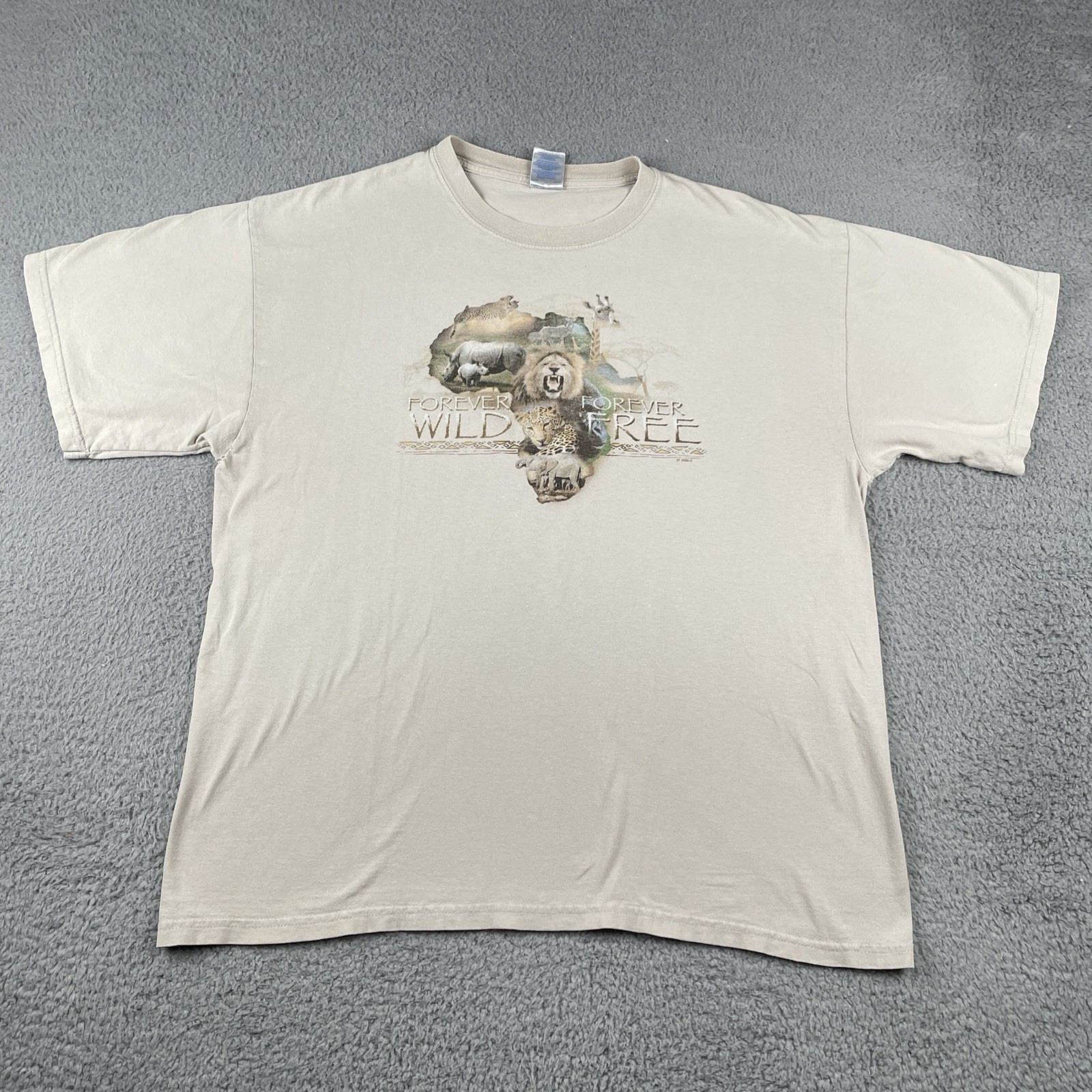 Vtg Forever Wild Forever Free African Safari Shirt Lion Elephant Rhino XL 2006