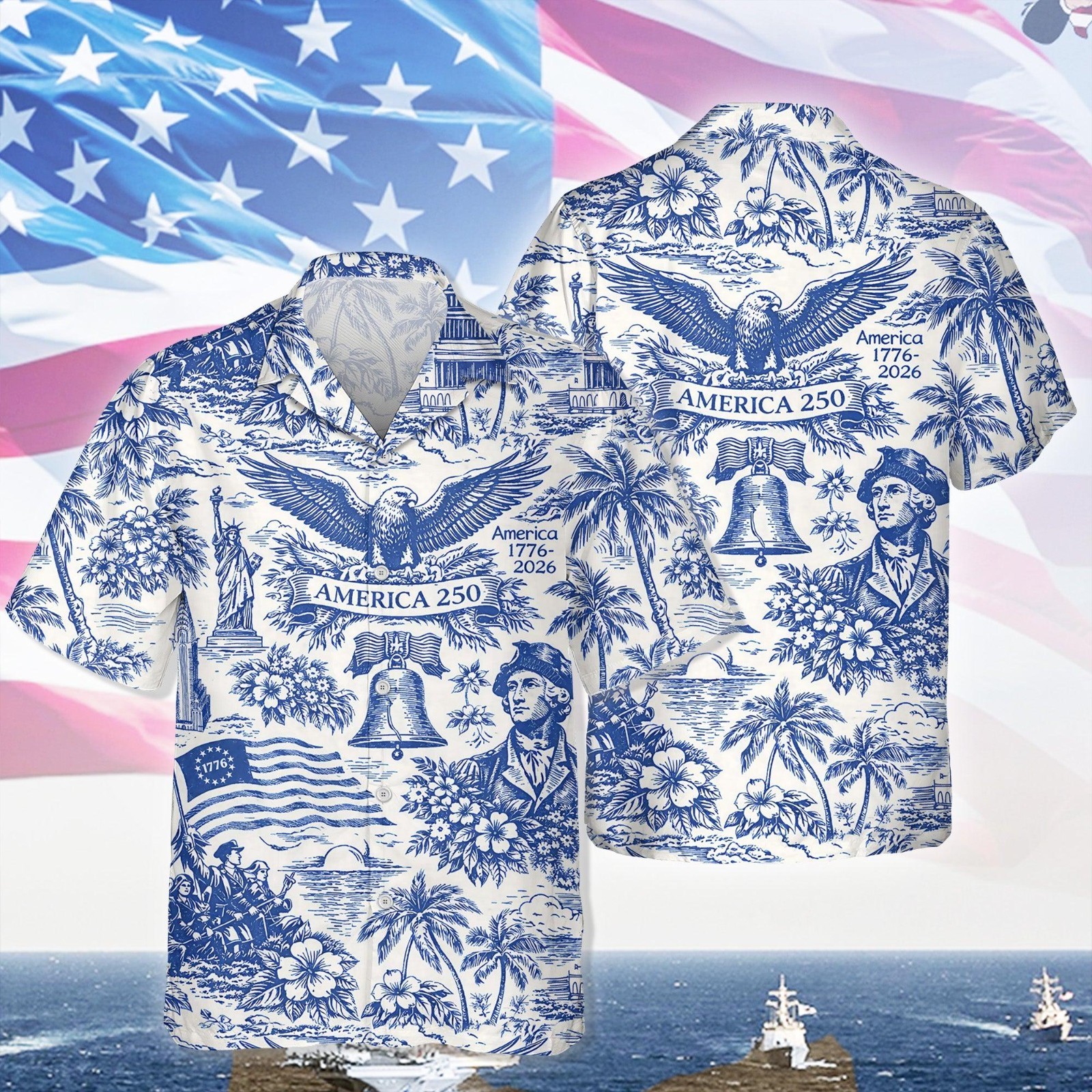 America 250th Anniversary Hawaiian Shirt, 250 Years Of Freedom Button Shirt gallery