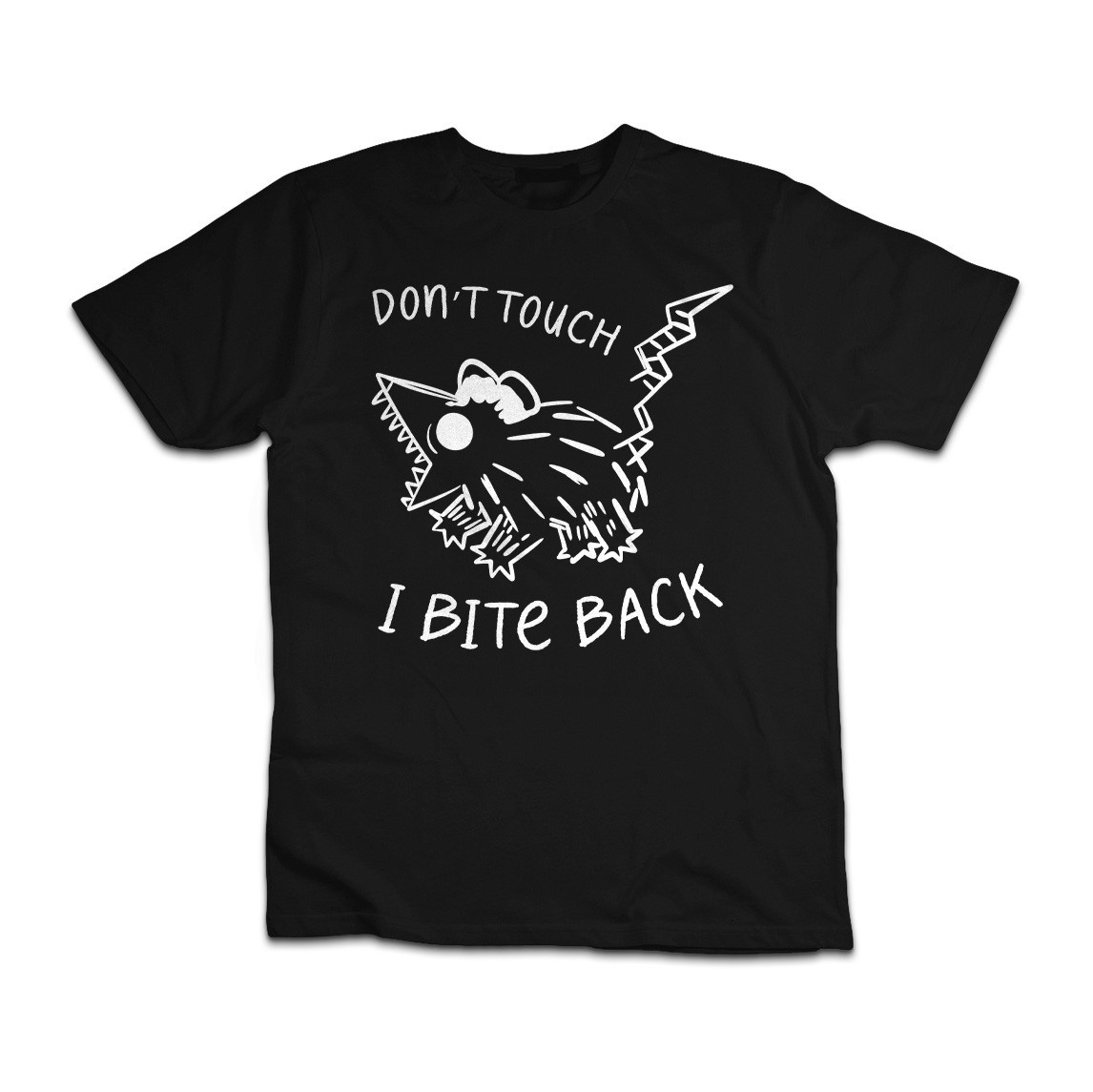 Don't Touch I Bite Back T-Shirt Funny Weird Monster Graphic Humor Tee gallery