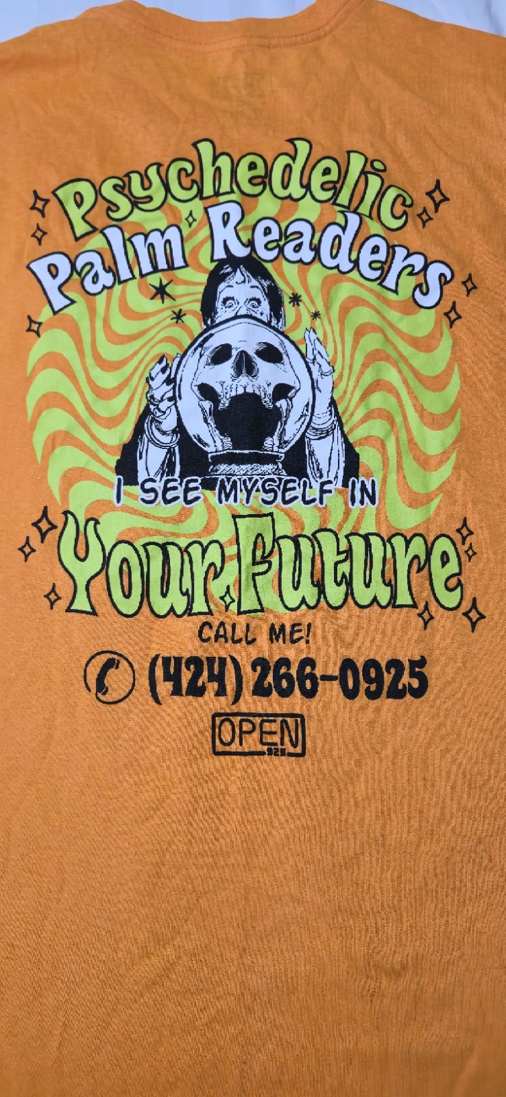 OPEN925 Psychedelic Palm Readers Orange Graphic Print Men's T-Shirt 2XL gallery