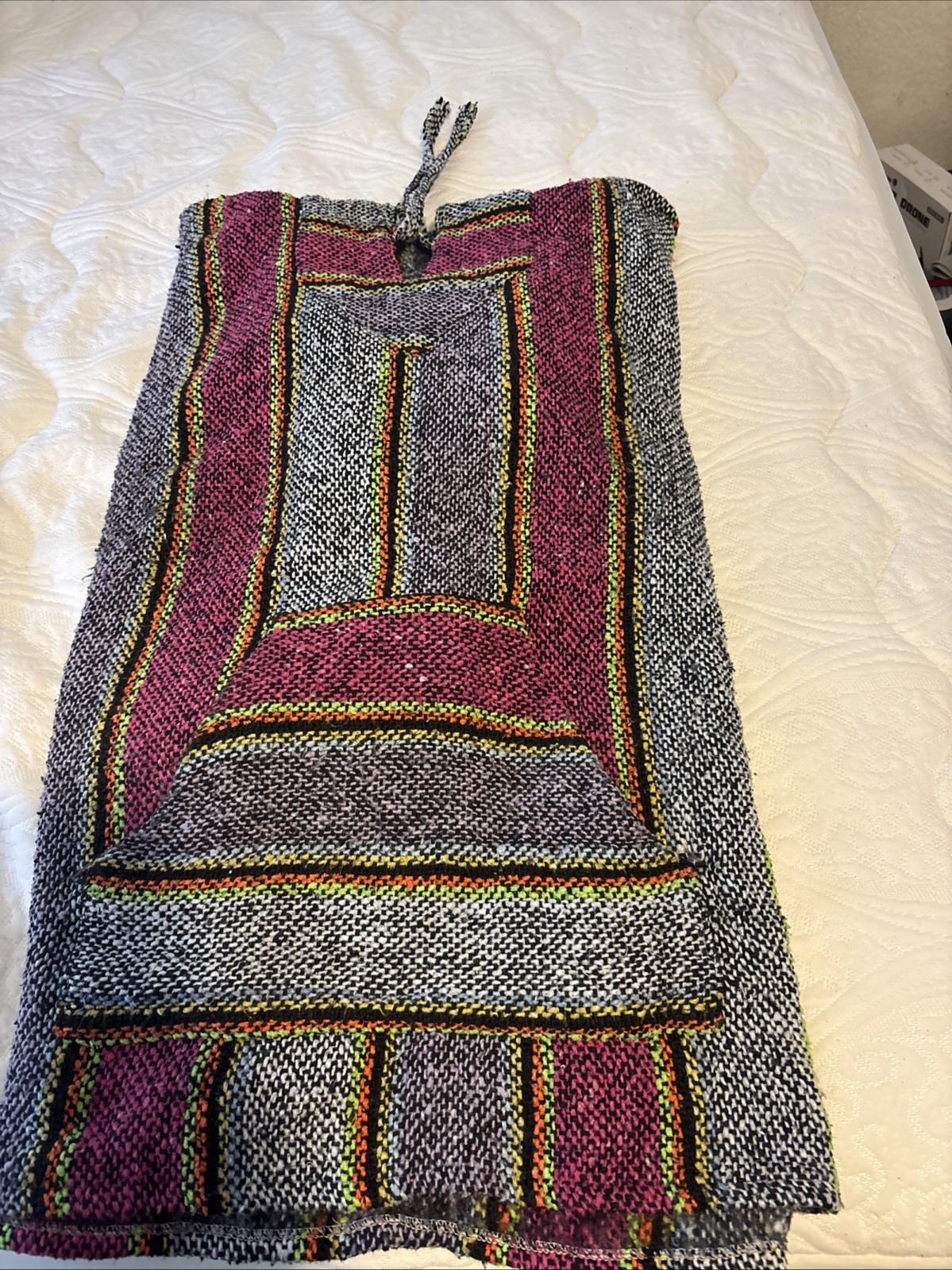 Ethnic Costume Mexico Made Poncho Colorful Geometric Black Hoodie Colorful F5 Vi