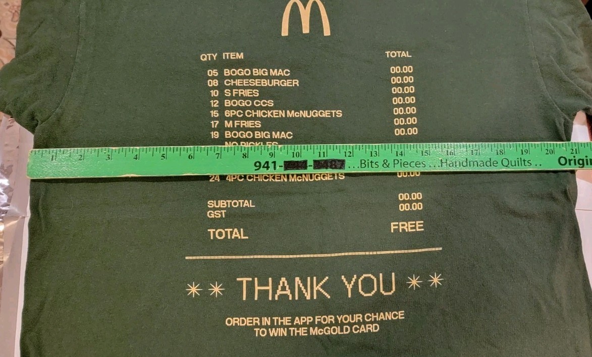 Men's T Shirt McDonald's McGold Card Receipt Thank You Employee Size L gallery