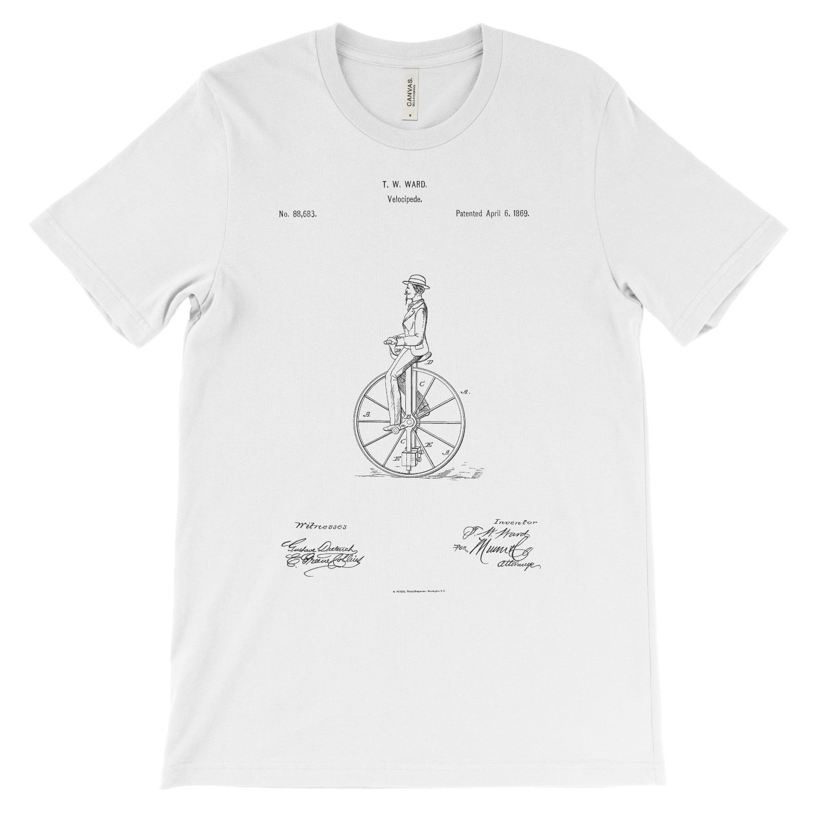 Unicycle Patent T-Shirt.100% Cotton Comfy Tee on Black White or Gray. NEW gallery