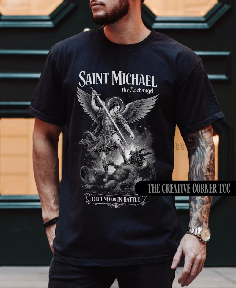 Saint Michael The Archangel Shirt for Men, Christian Men Shirts