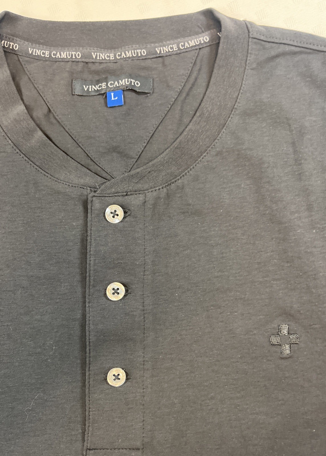 Mens L Vince Camuto Charcoal Short Sleeve Henley NWT gallery