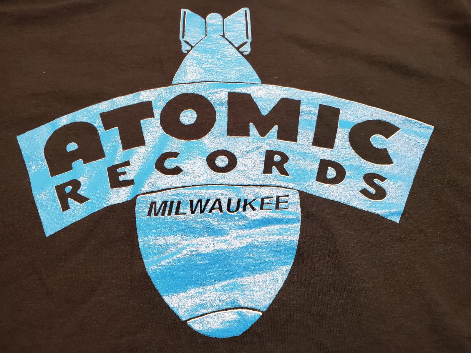 New! ATOMIC RECORDS Milwaukee BLUE BOMB LOGO Authentic T-Shirt S-M-L-XL-XXL-XXXL gallery