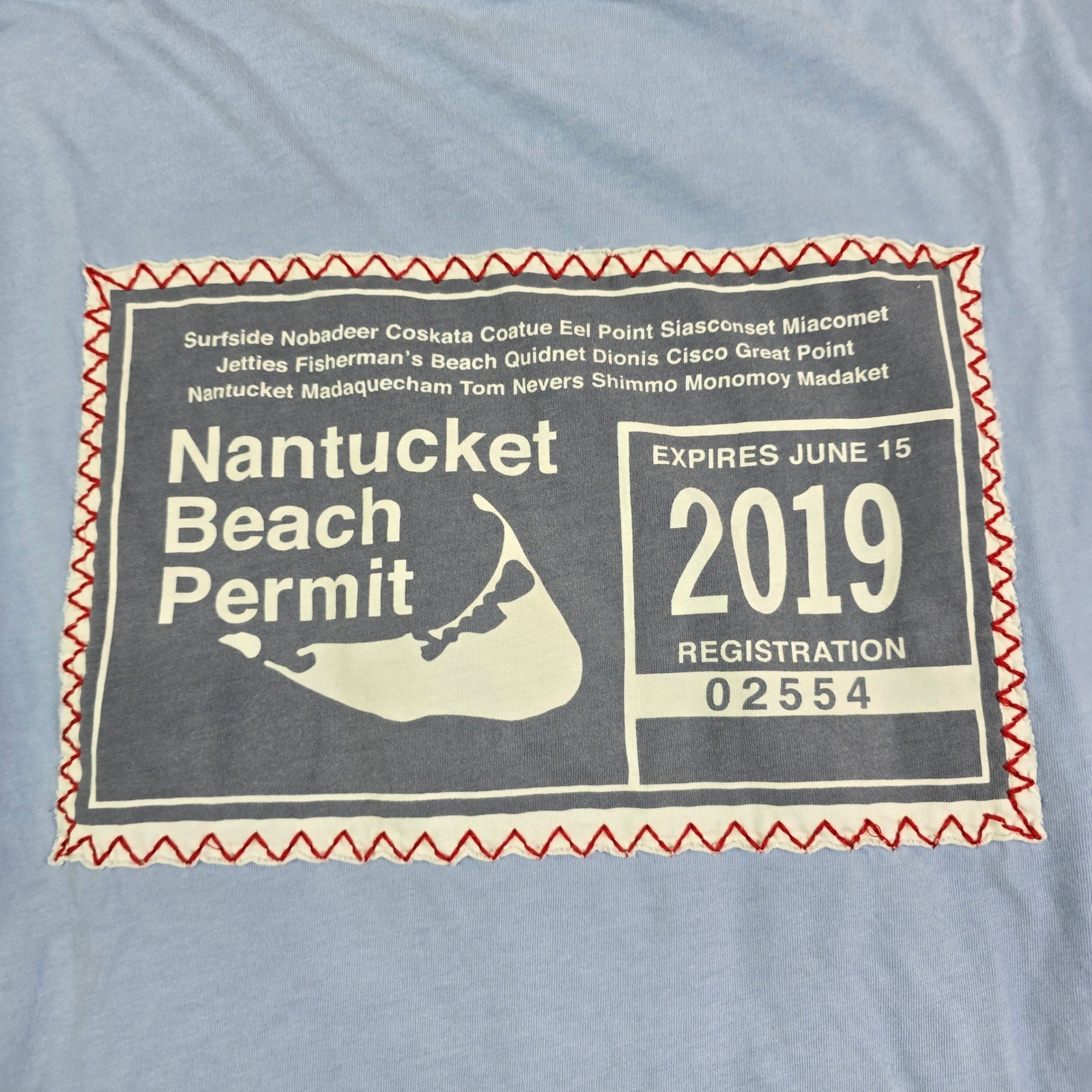 Nantucket Beach Permit Shirt Lot 2 Men L Blue White Coastal Nautical 2013 & 19 gallery