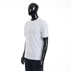 BRUNELLO CUCINELLI 595$ Light Grey Crew Neck Tshirt – Short-sleeve Cotton Jersey