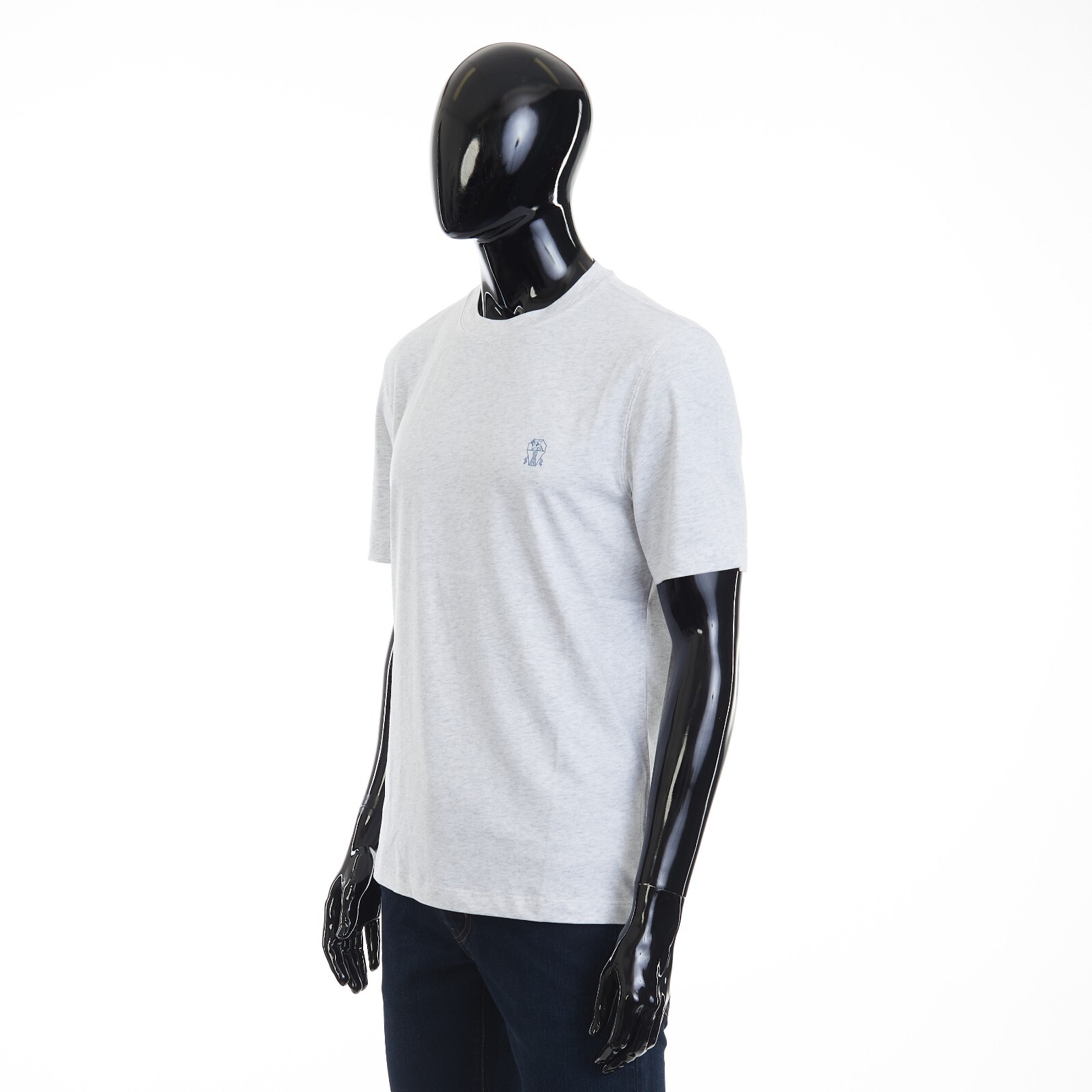 BRUNELLO CUCINELLI 595$ Light Grey Crew Neck Tshirt - Short-sleeve Cotton Jersey gallery