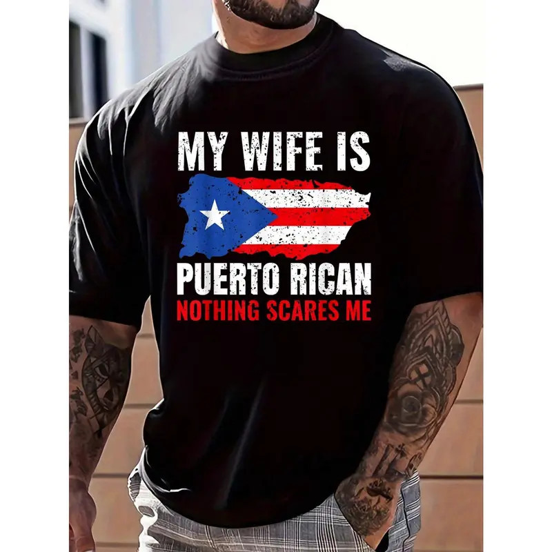 Puerto Rican Flag T-Shirt My Wife Is Puerto Rican 100% Cotton Tee