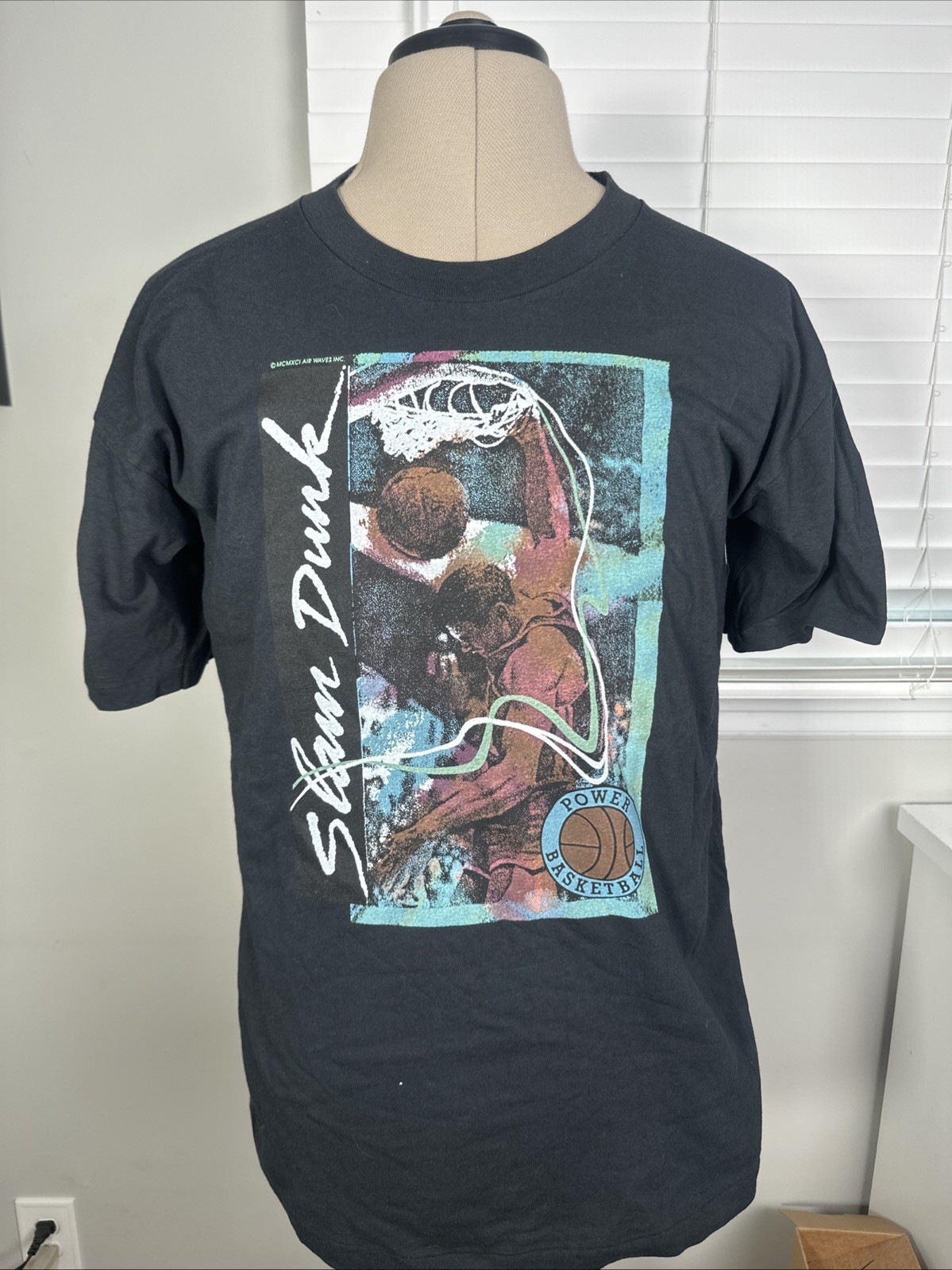Vtg 1991 Nike Single Stitch Power Basketball Slam Dunk T Shirt L Made In USA