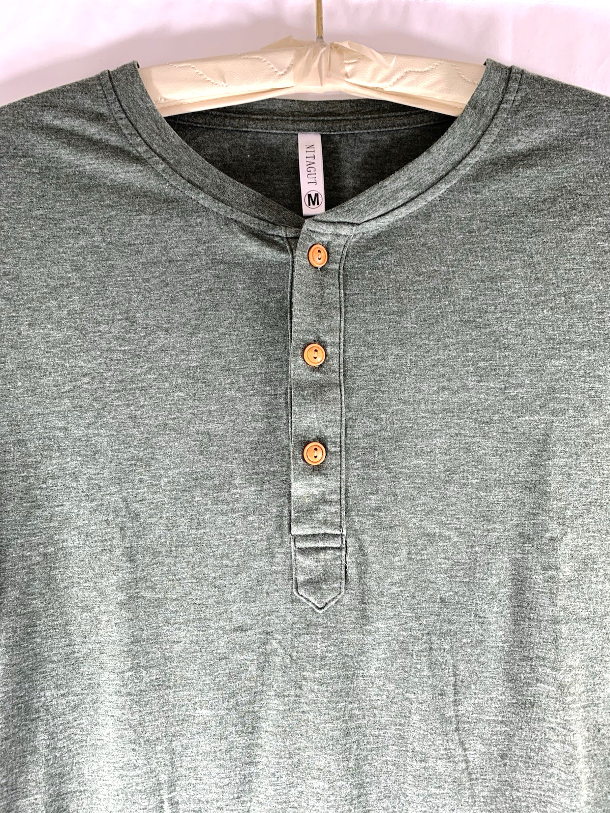 MENS NITAGUT SZ M HENLEY 3 BUTTON PULLOVER LONG SLEEVE T-SHIRT NWOT GREY COLOR