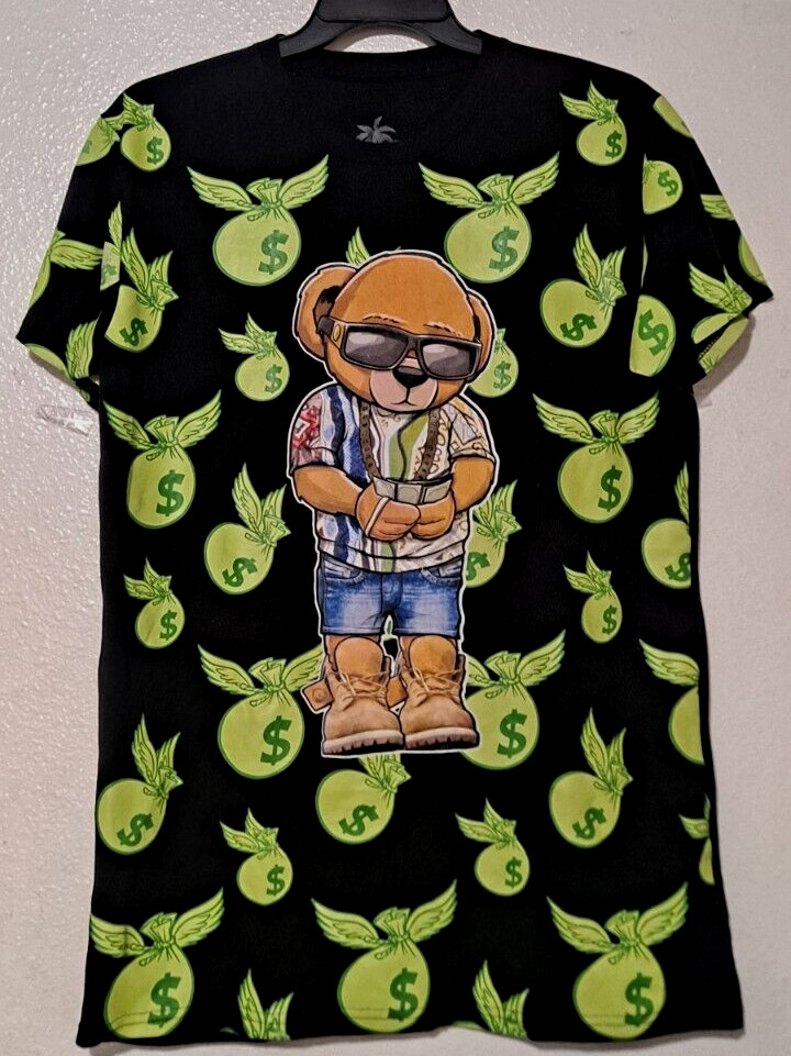 Vibes Legend Bear Money T-Shirt Men's Size Large Black Short Sleeve 100% Cotton gallery