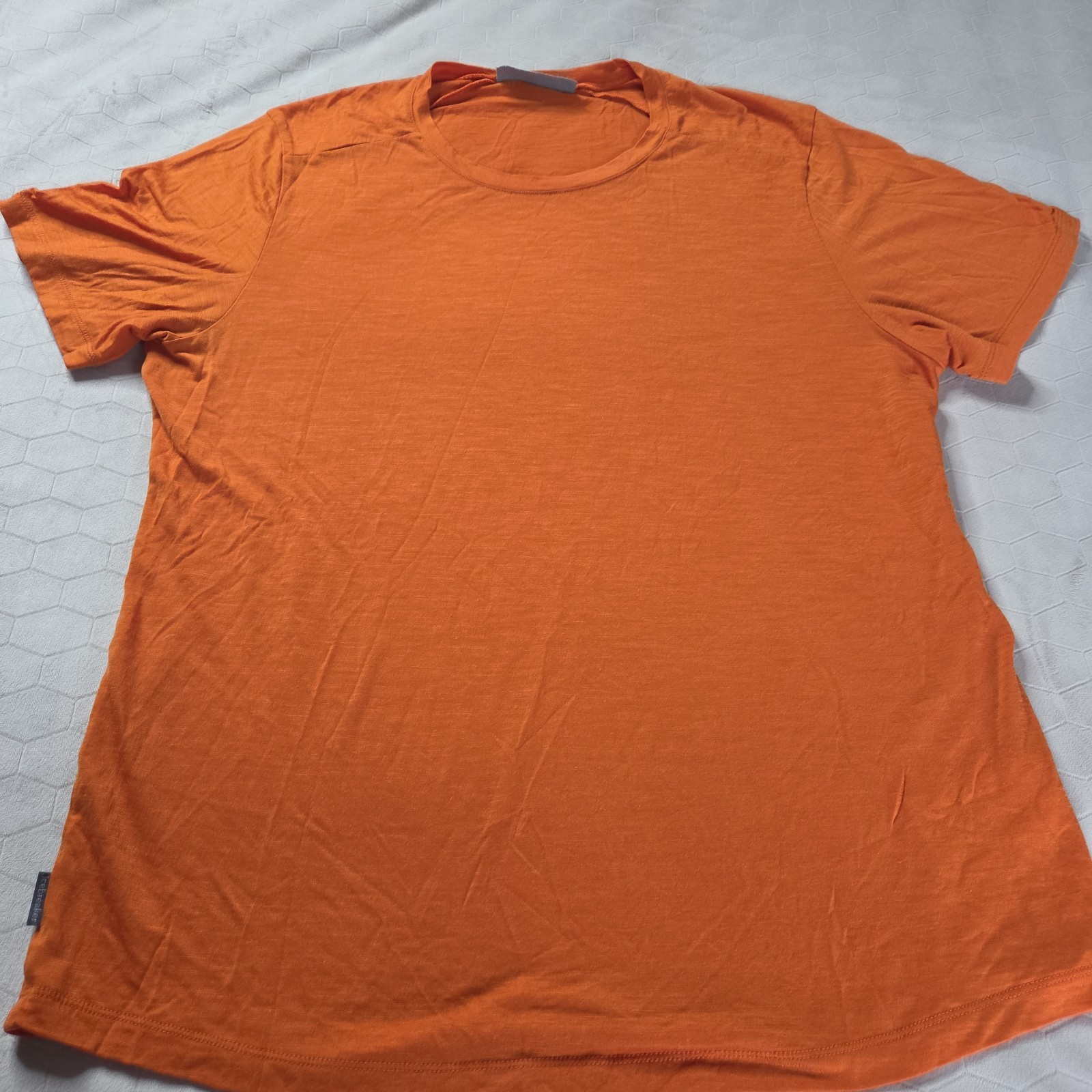 Icebreaker Merino Blend Cool Lite Shirt Large Orange Crew Wool Outdoor Hiking