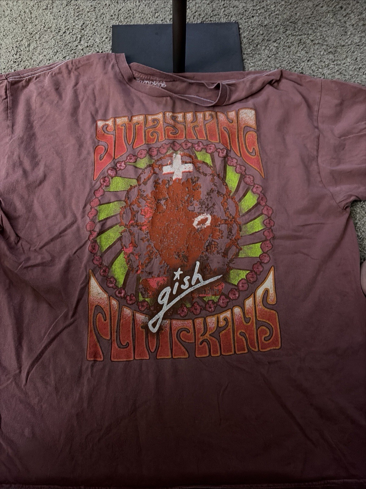 Smashing Pumpkins Gish T-Shirt S/M Mens Maroon Grunge Band Distressed Oversized gallery