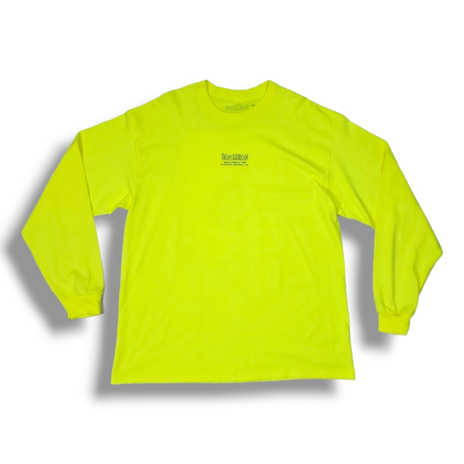 Boyz N The Hood Neon Yellow Long Sleeve Crew Neck T-Shirt Men's Size XL gallery