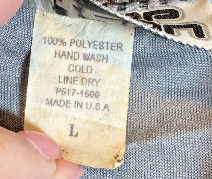 Vintage 90s Pop Icon Men Large Made in the USA Silver Textured Velour S/S Shirt gallery