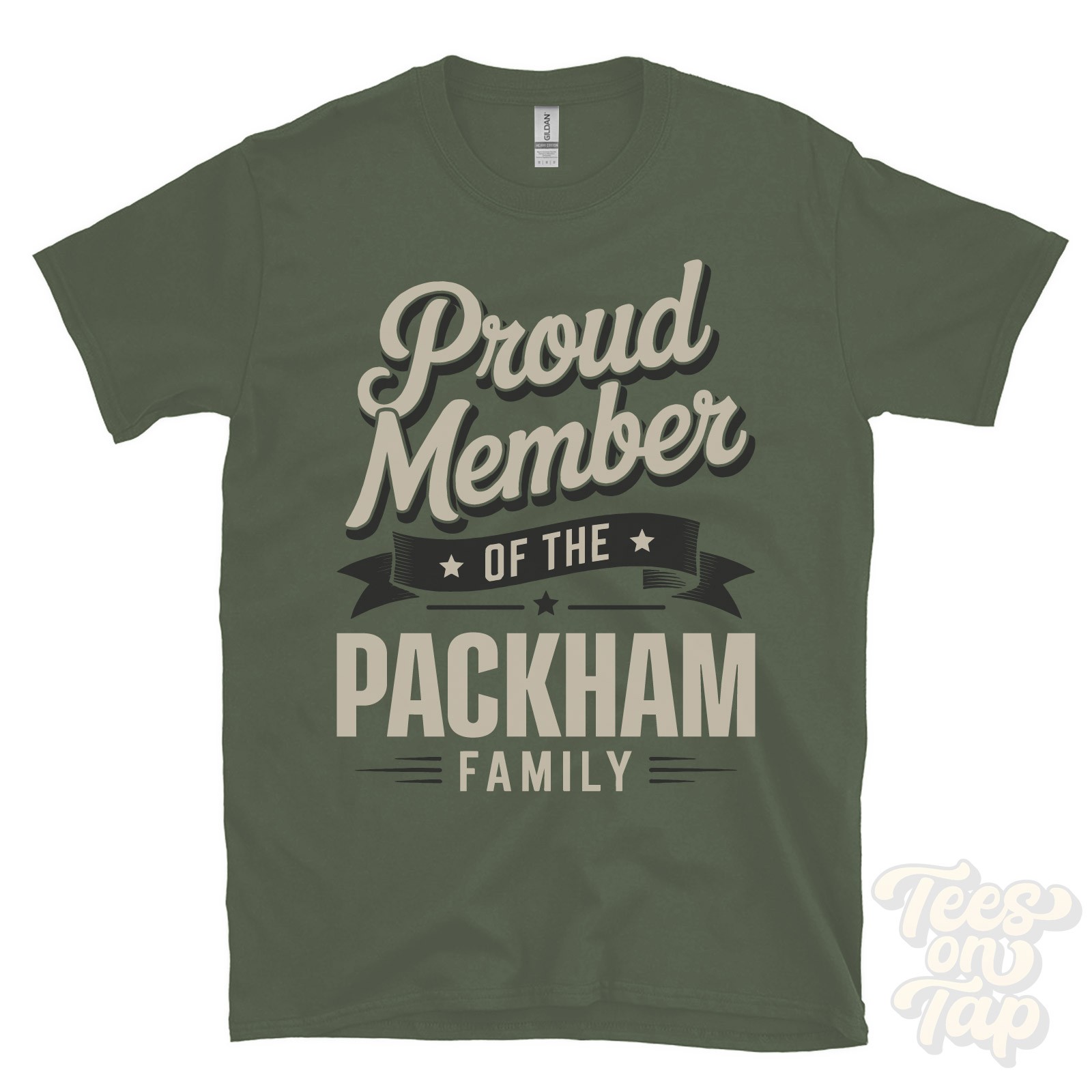 PROUD MEMBER OF THE PACKHAM FAMILY T-SHIRT surname last name heritage ancestry