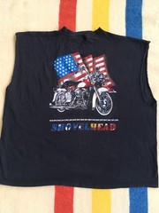 Vintage 90s Born free Bald Eagle Motorcycle Shovelhead Biker cutoff SHIRT 2XL