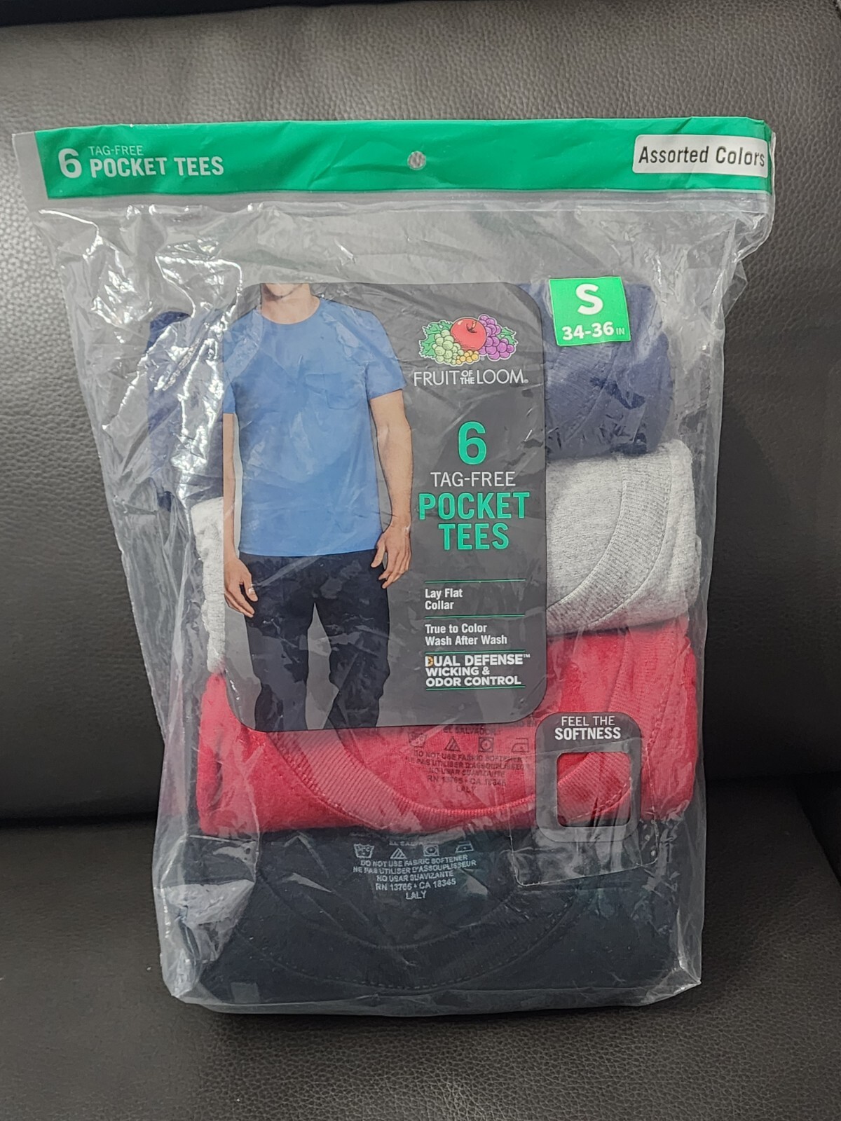 Fruit Of The Loom 6P30BG Men's Fashion Pocket T-Shirts - 6 Pack Sz S gallery