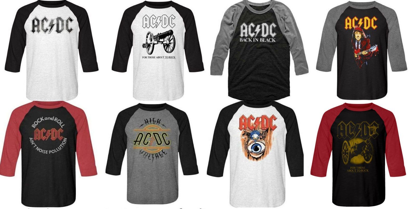 Pre-Sell AC/DC Rock Music Licensed Raglan 3/4 Sleeve Shirt