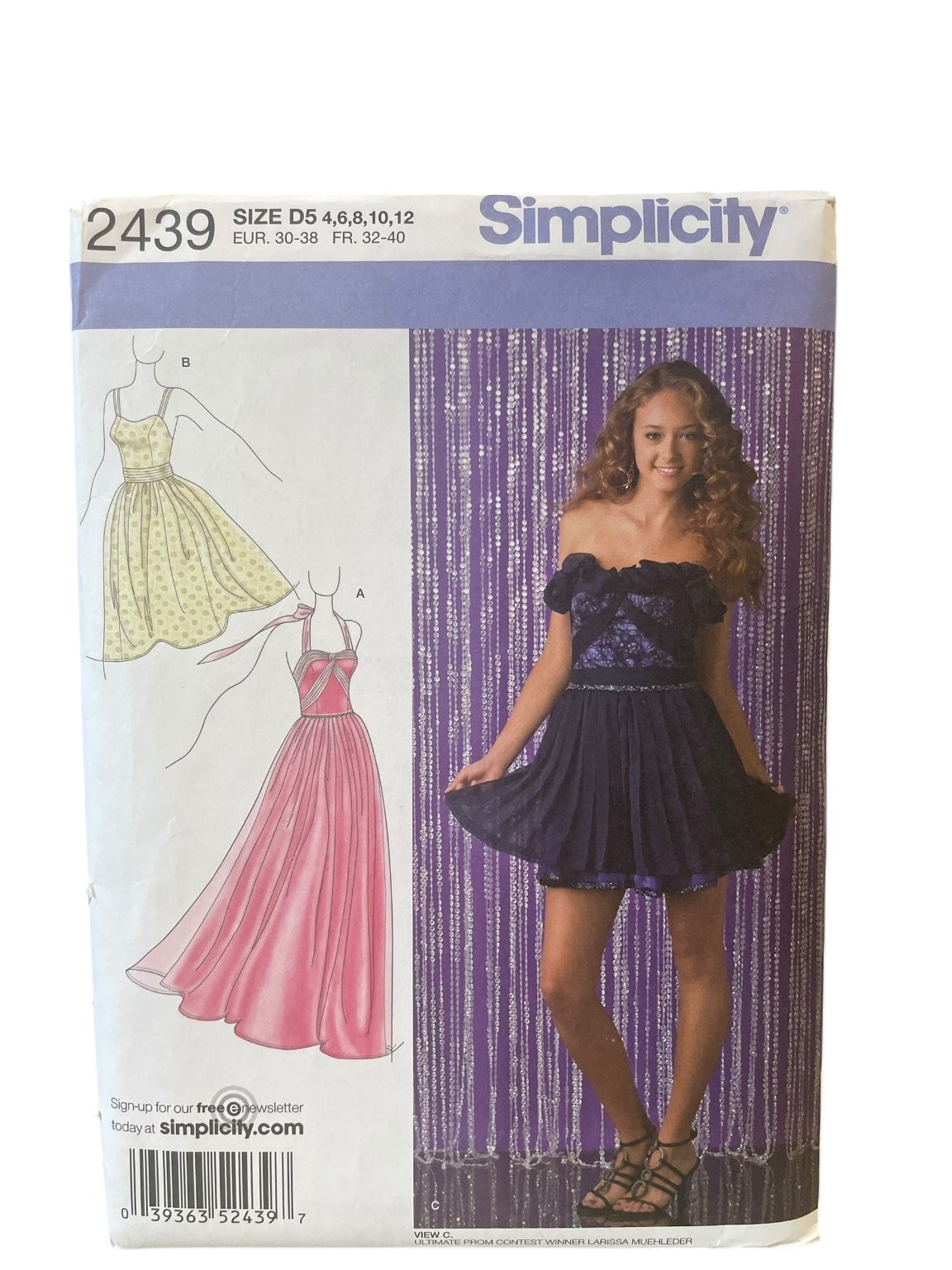 Simplicity 2439 Misses Dress Pattern Size D5 4-12 Vintage Prom Party UNCUT FF