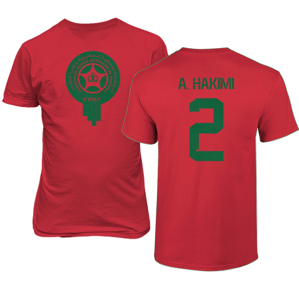 Morocco Soccer #2 Achraf Hakimi World Football Fans Adult and Youth T-Shirt