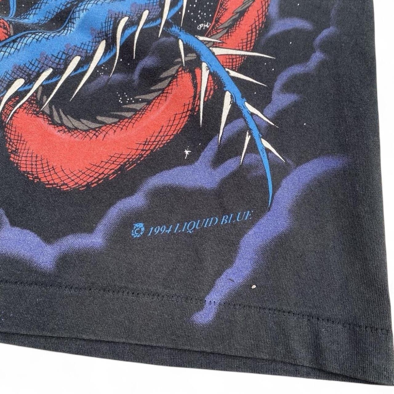 Vintage 1994 Liquid Blue Dragon All over Print Tee Sz Large gallery