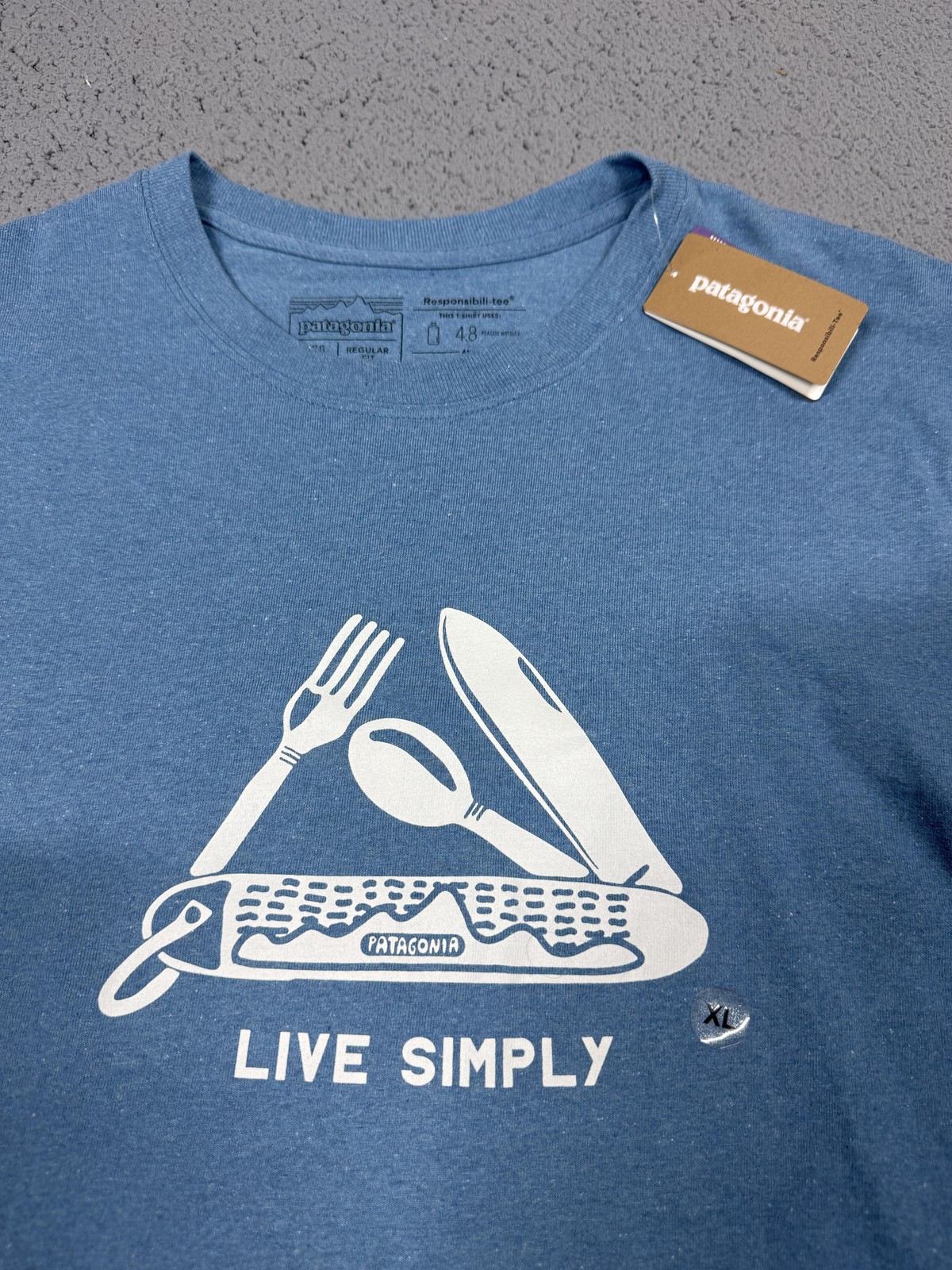 NWT Patagonia Shirt Mens XL Blue Live Simply Pocketknife Graphic Long Sleeve Tee gallery