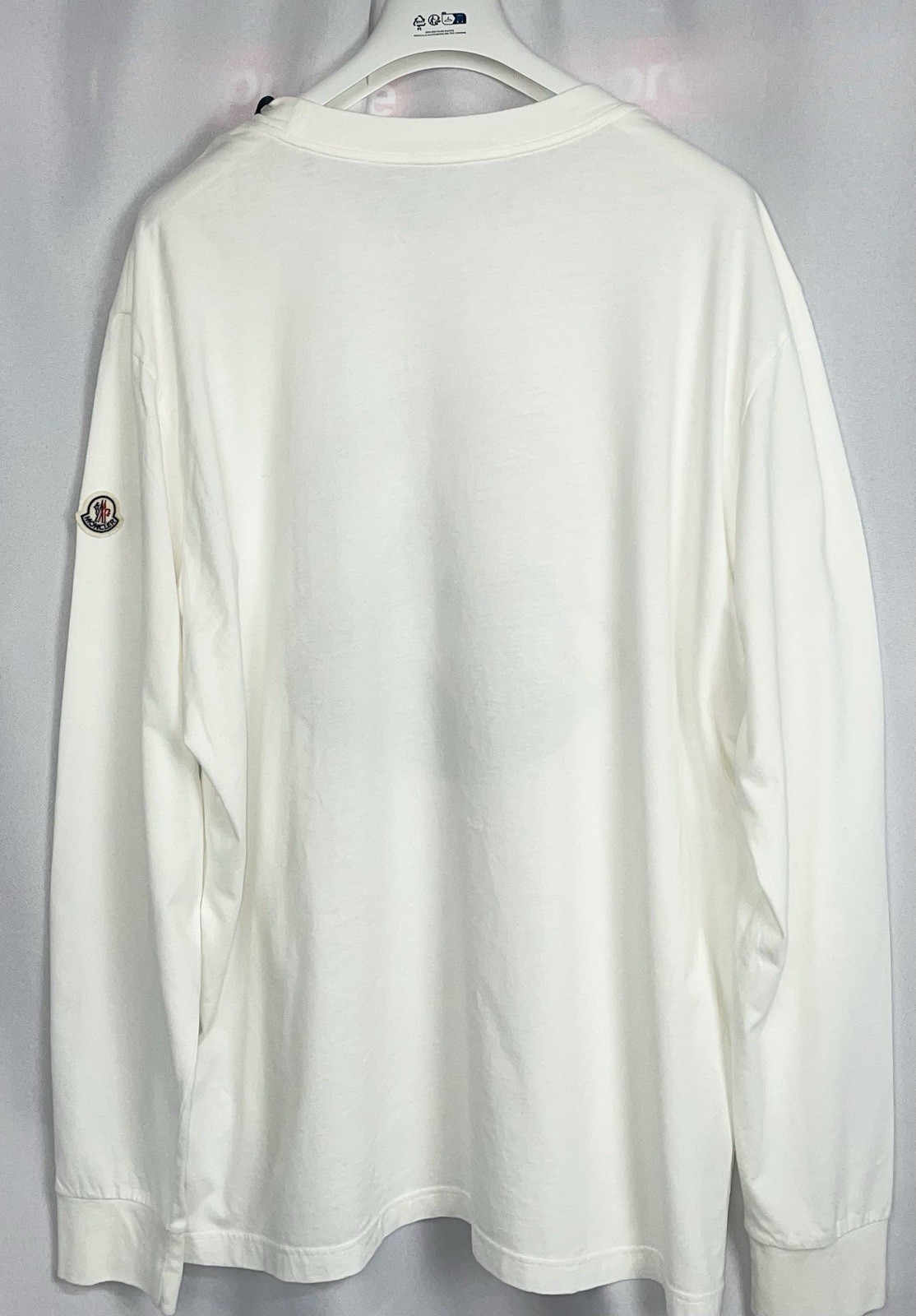 Moncler XXL Long Sleeve T-Shirt Mens Off White Felt Big Logo NEW NWT gallery