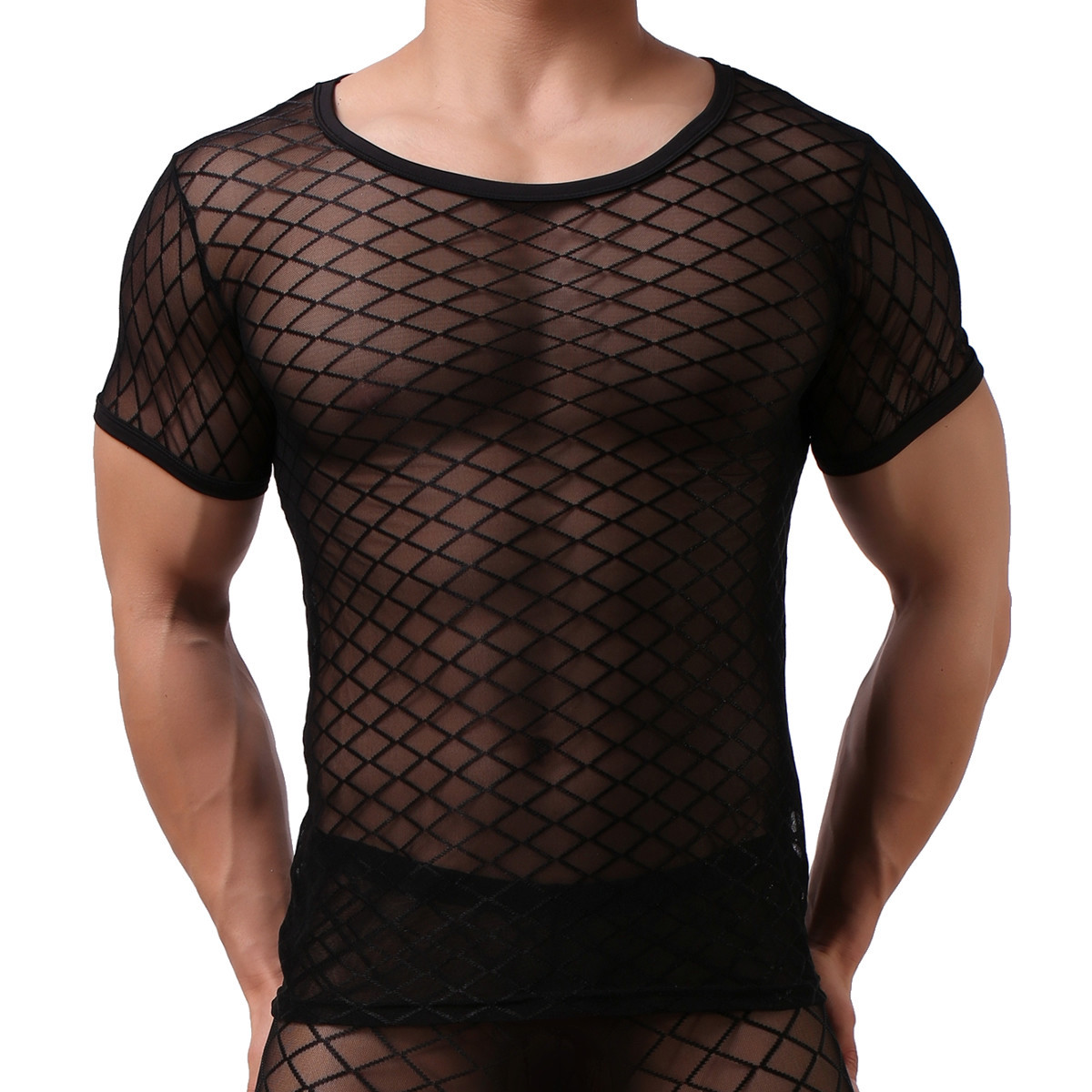 Fetish Mens Underwear Sheer Mesh Muscle T-Shirt Tank Tops Long Johns Trousers gallery