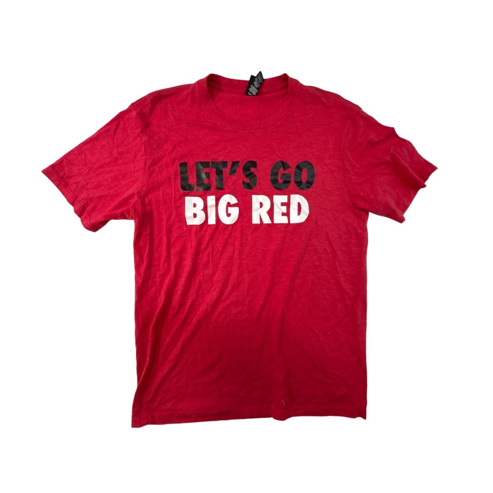 District Perfect Tri Mens M Red Lets Go Big Red Graphic T-Shirt Short Sleeve Tee gallery