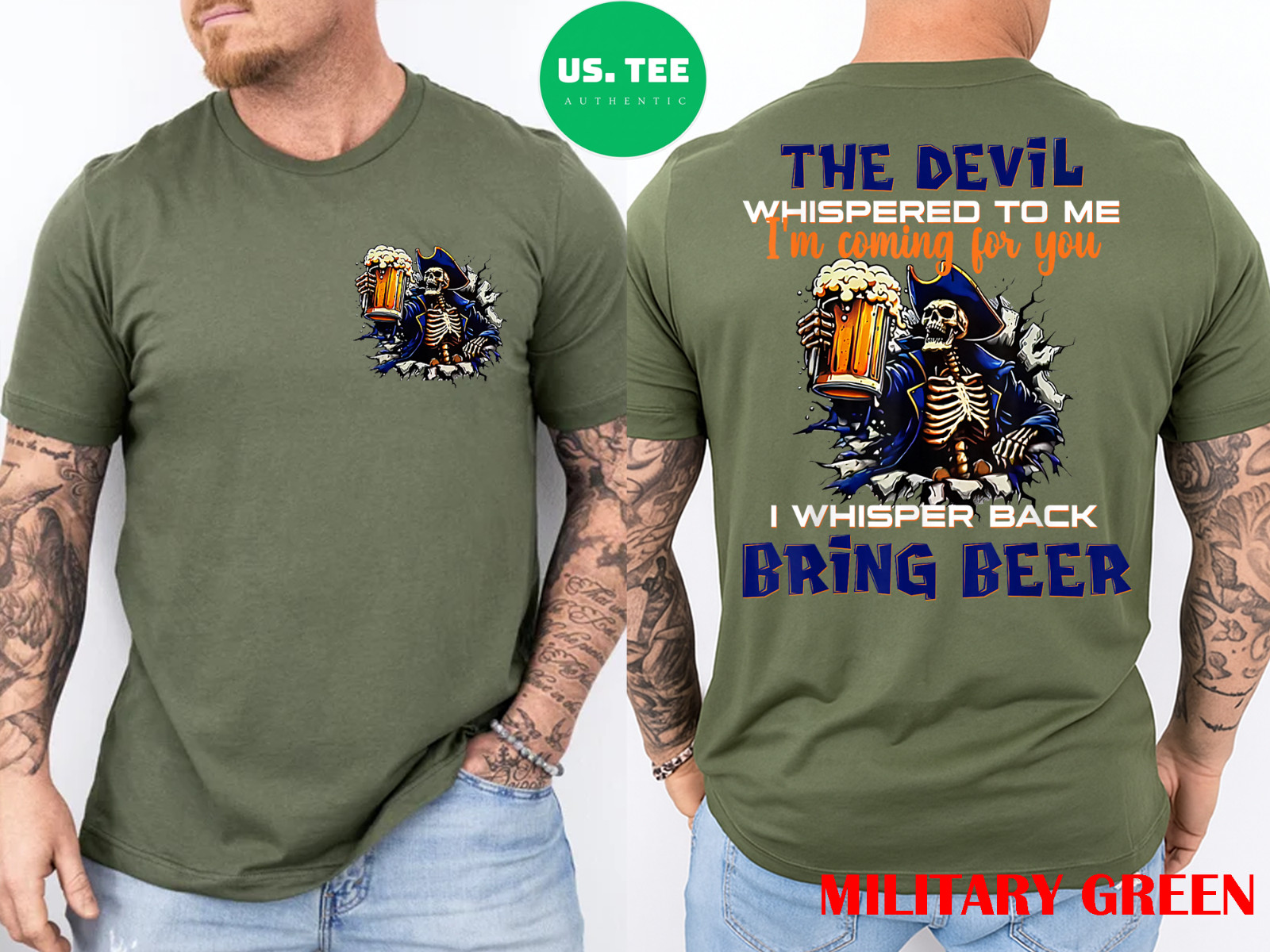 2 Side The Devil Whispered to Me I’m Coming for You Skeleton T-Shirt