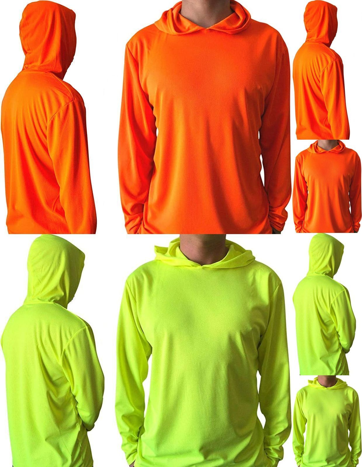 6 Pack Mens Hi Visibility Long Sleeve Hooded T-Shirt Hoodie Safety Wear SM-3X gallery