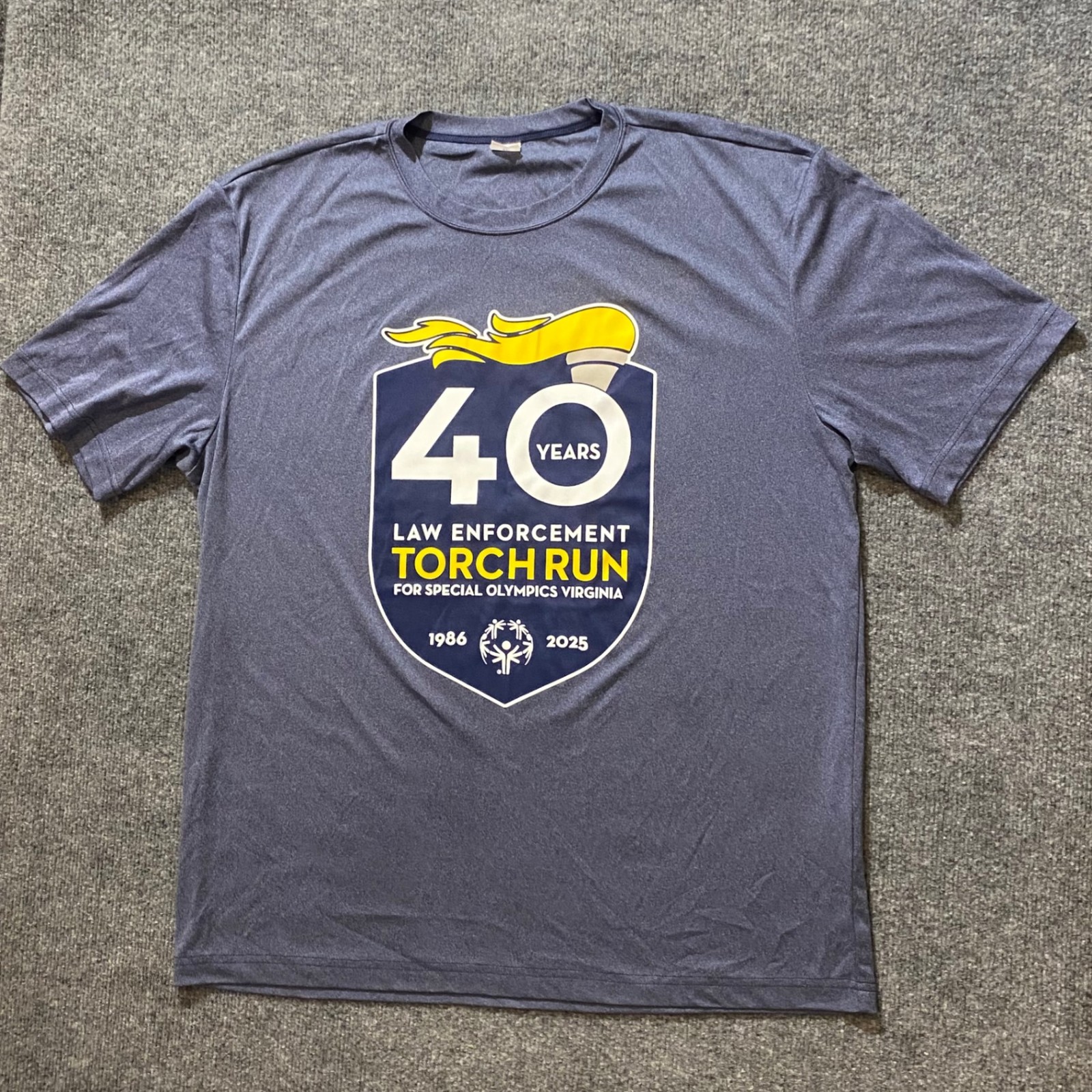 Sport-Tek T-Shirt Mens XL Blue 40 Years Torch Run Special Olympics Virginia gallery