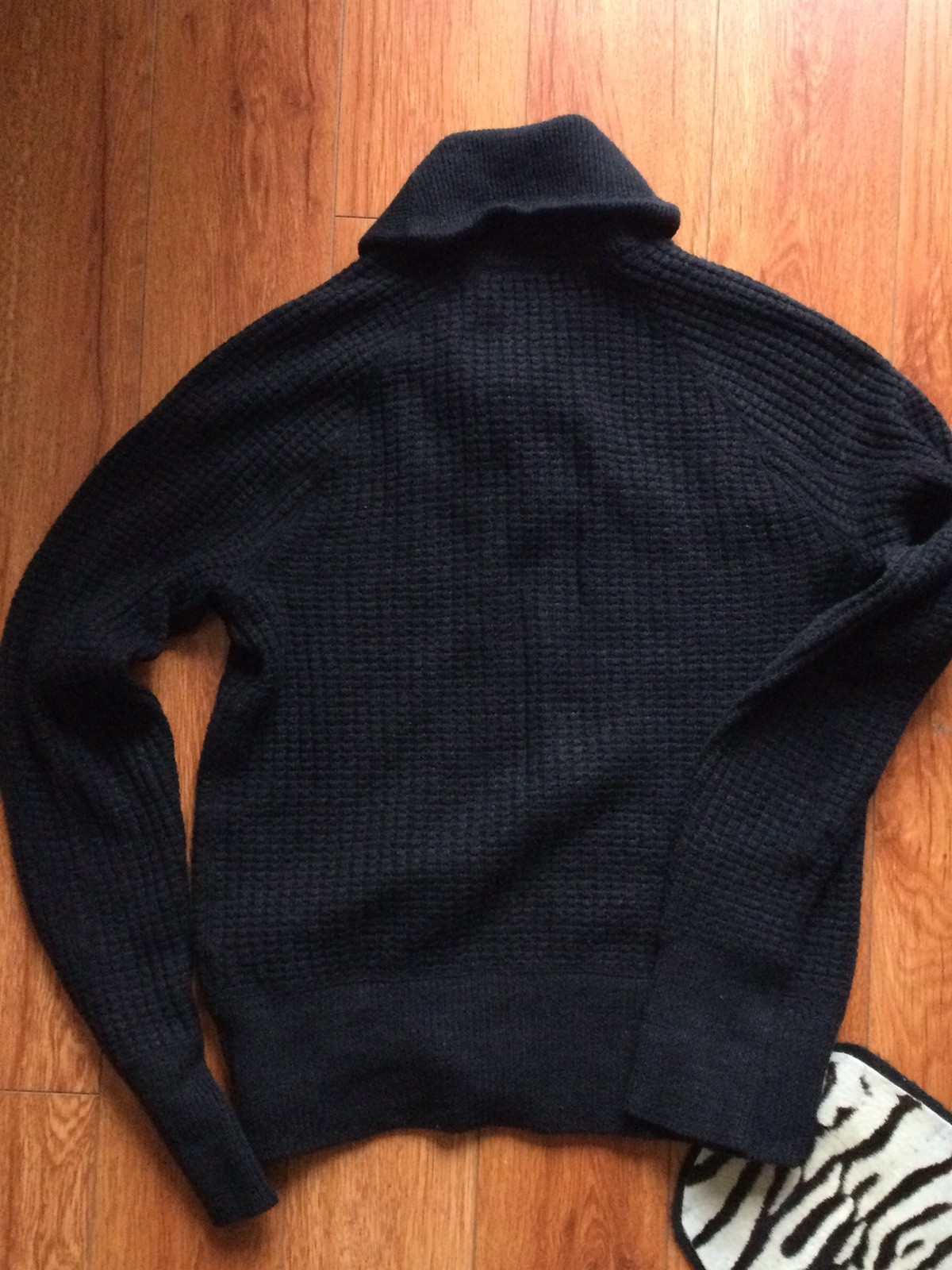RRL Black Fishermen Sweater Textured Nylon Linen Wool Xs gallery