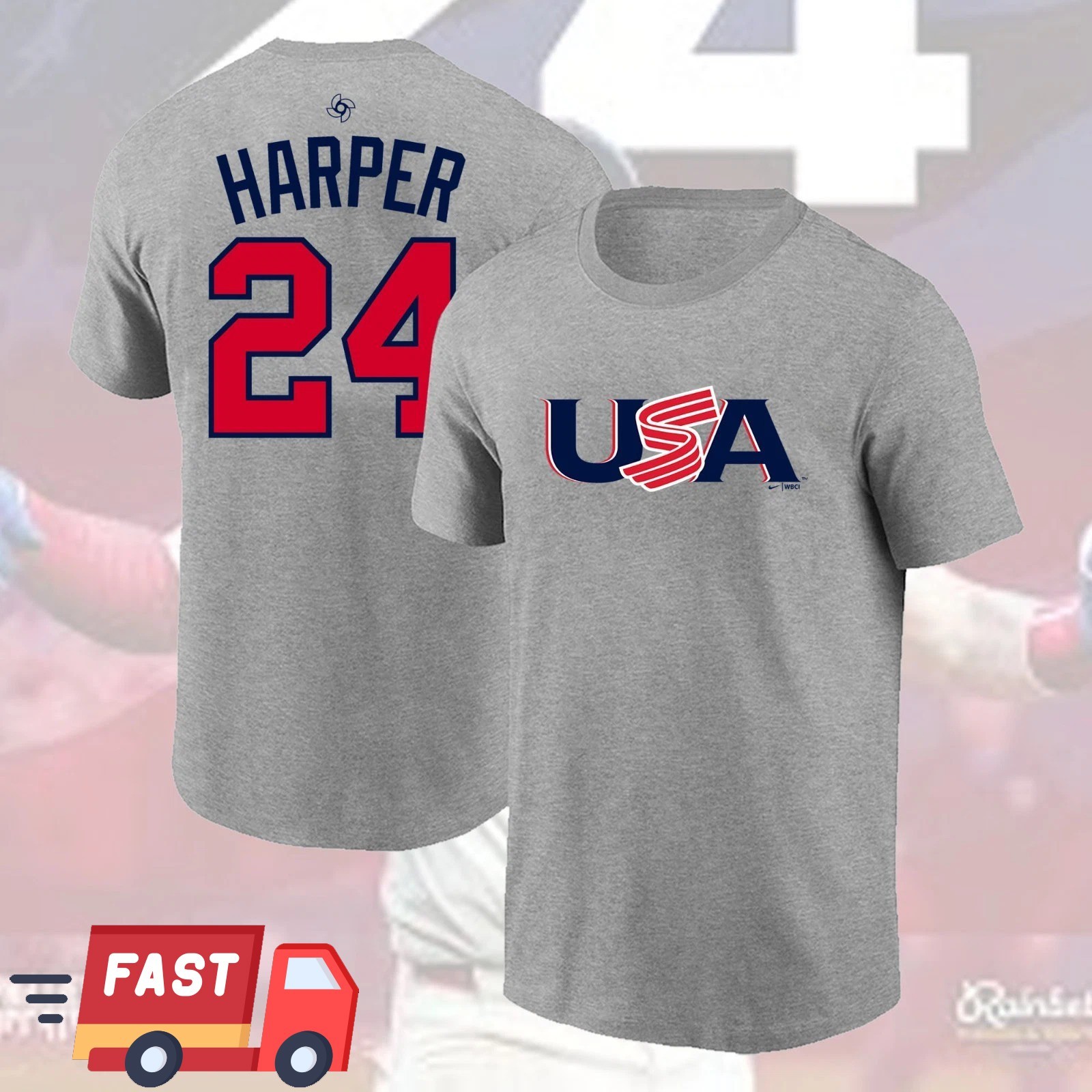 HOT! Bryce #24 Harrper USA Baseball 2026 Name & Number Players For Fans gallery