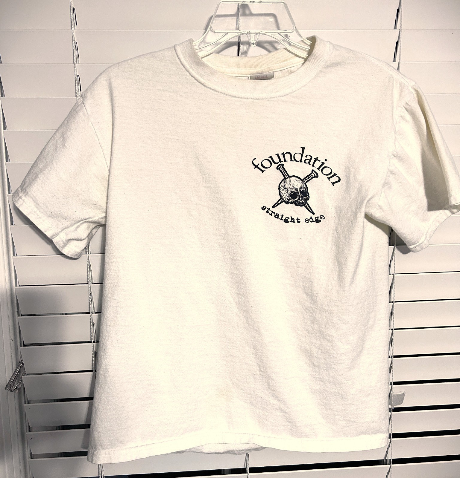 Foundation Hardcore Band Pale Yellow T-Shirt Straight Edge Size Small