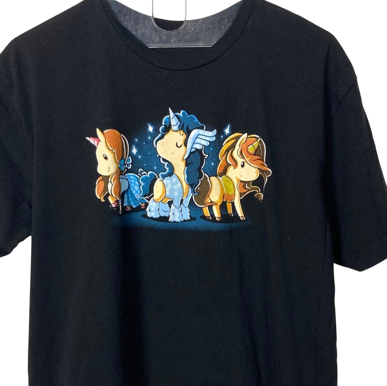 Unicorn Trio Graphic T Shirt Adult Large Black Cotton Crew Neck Enchanting gallery