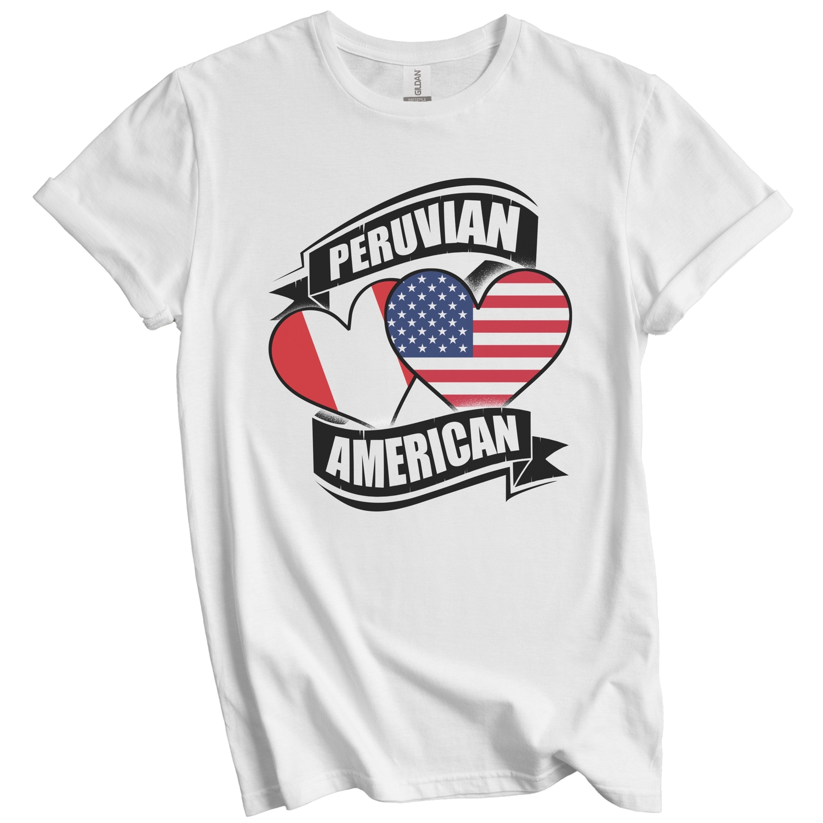 Peruvian American Hearts USA Peru Flags T-Shirt gallery