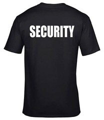Security Work Wear T-Shirt Text Back Front Sleeve Staff Team Gigs Events S-5XL