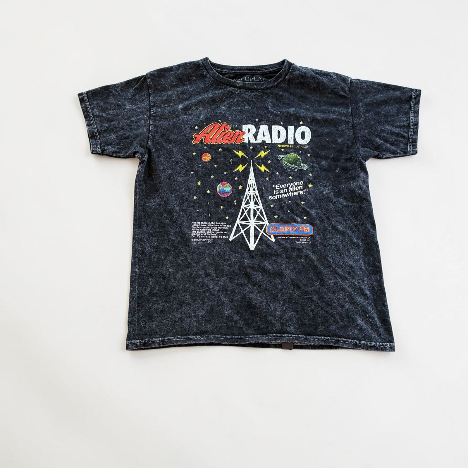 Coldplay Music of the Spheres World Tour Alien Radio Acid Wash T-Shirt gallery