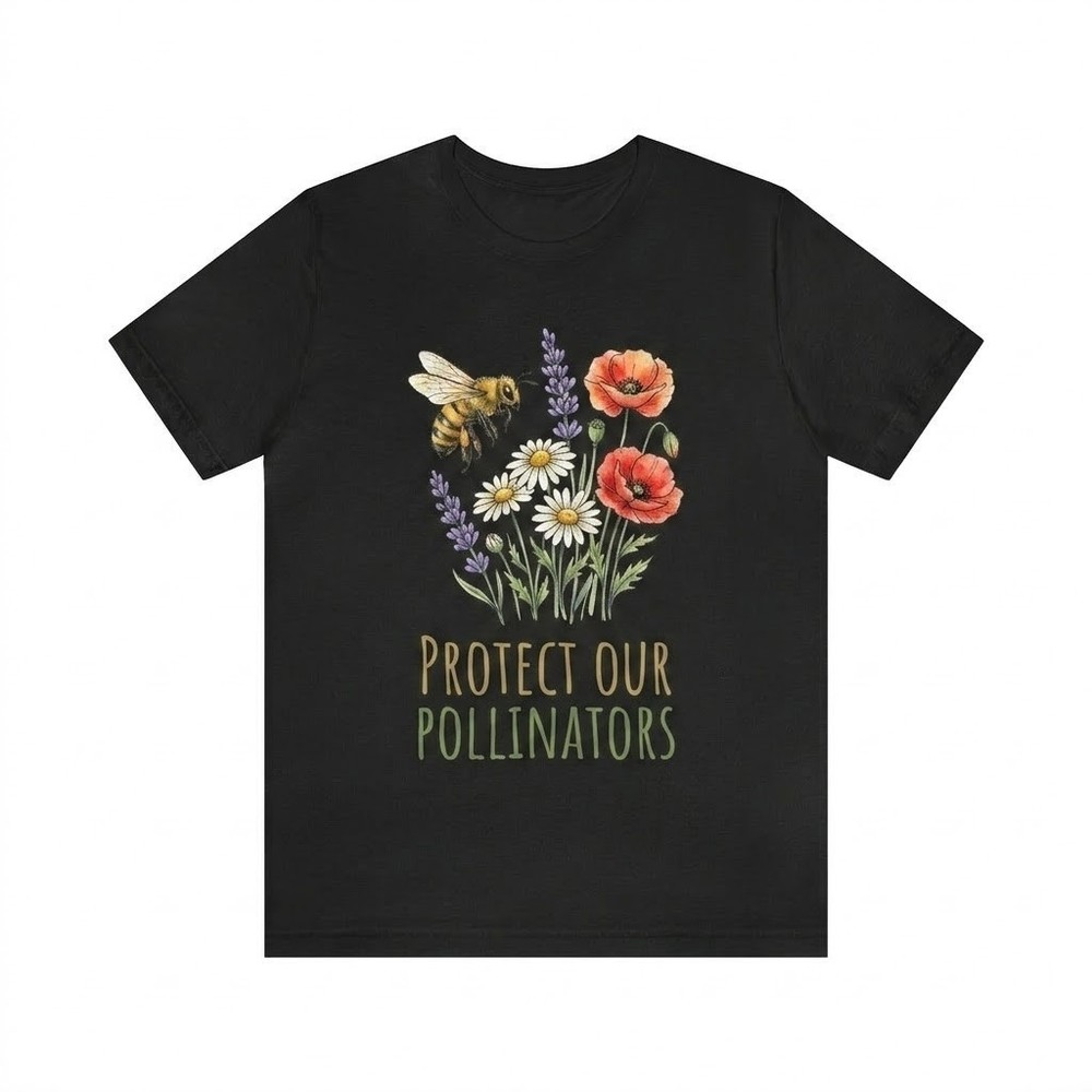 Protect Our Pollinators Flower & Bee T-Shirt, Eco-Friendly Nature Enthusiast Tee