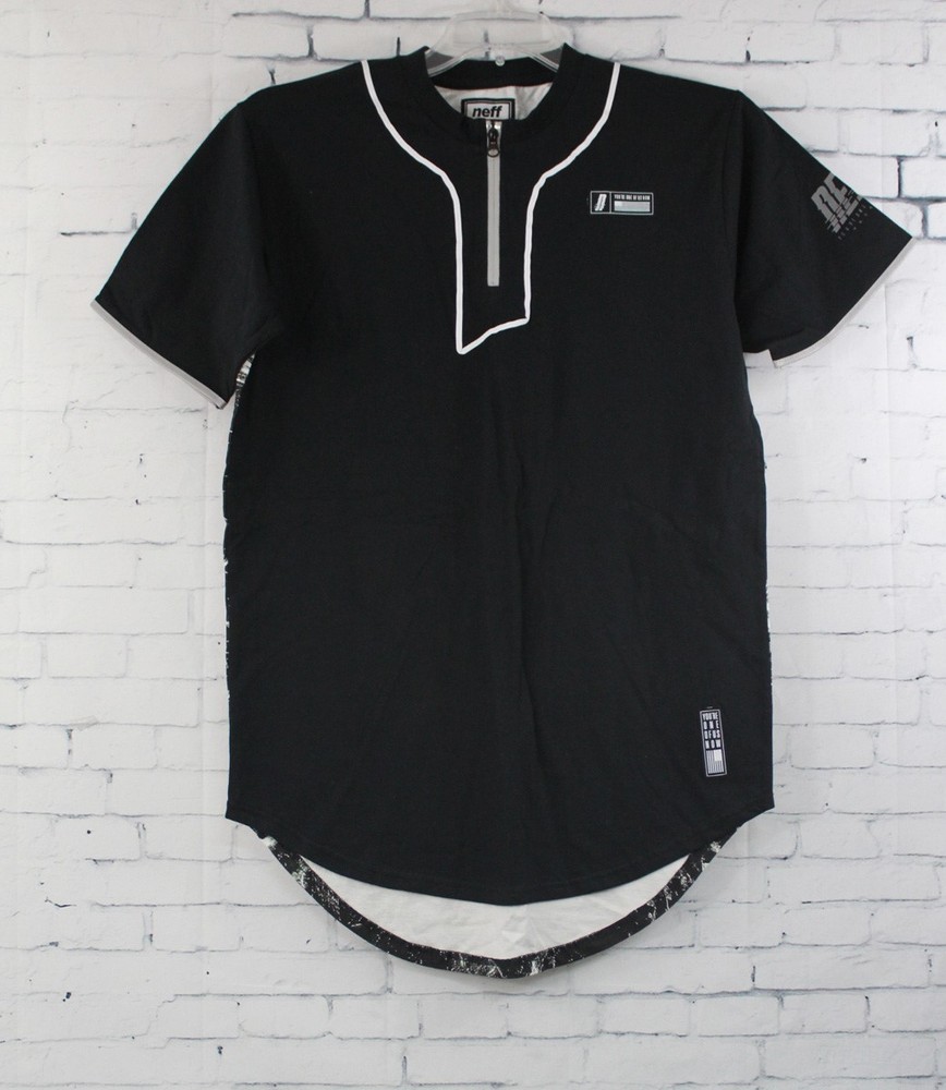 Neff Elite Scallop Quarter Zip Short Sleeve T-Shirt Men’s Medium Black