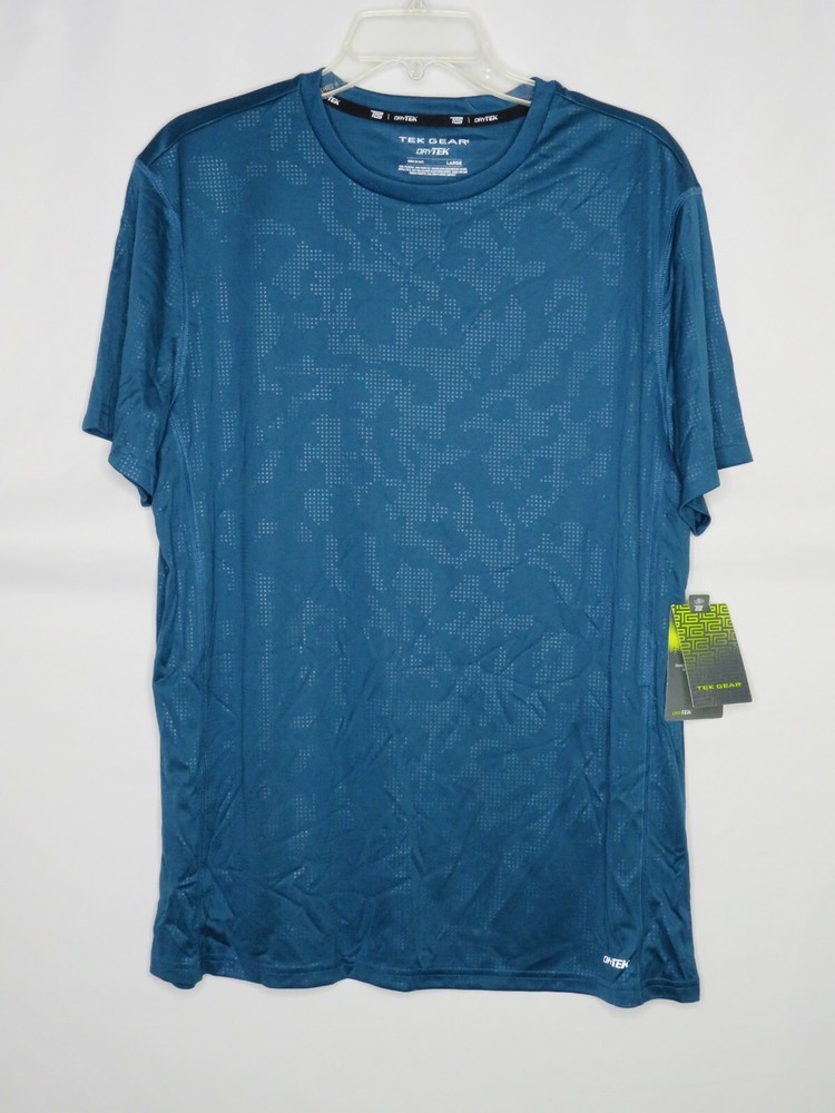 NWT TEK GEAR DRY TEK NIGHTFL TL BLUE DOTTED CREW NECK T-SHIRT SZ L #Y175